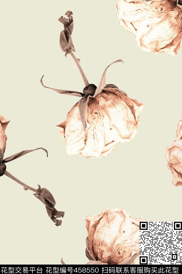 个性大花卉精细处理数码印花华亿平台下载（图片编号: 458550） - 瓦栏（Walan）