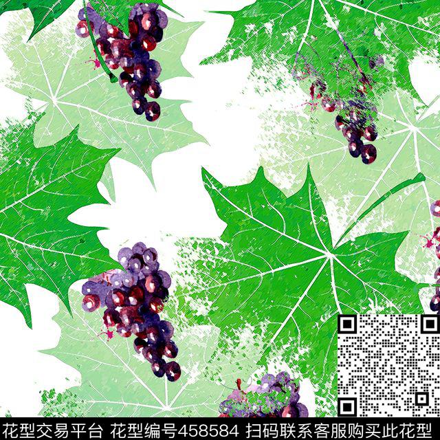 面料葡萄叶子数码印花华亿平台下载（图片编号: 458584） - 瓦栏（Walan）