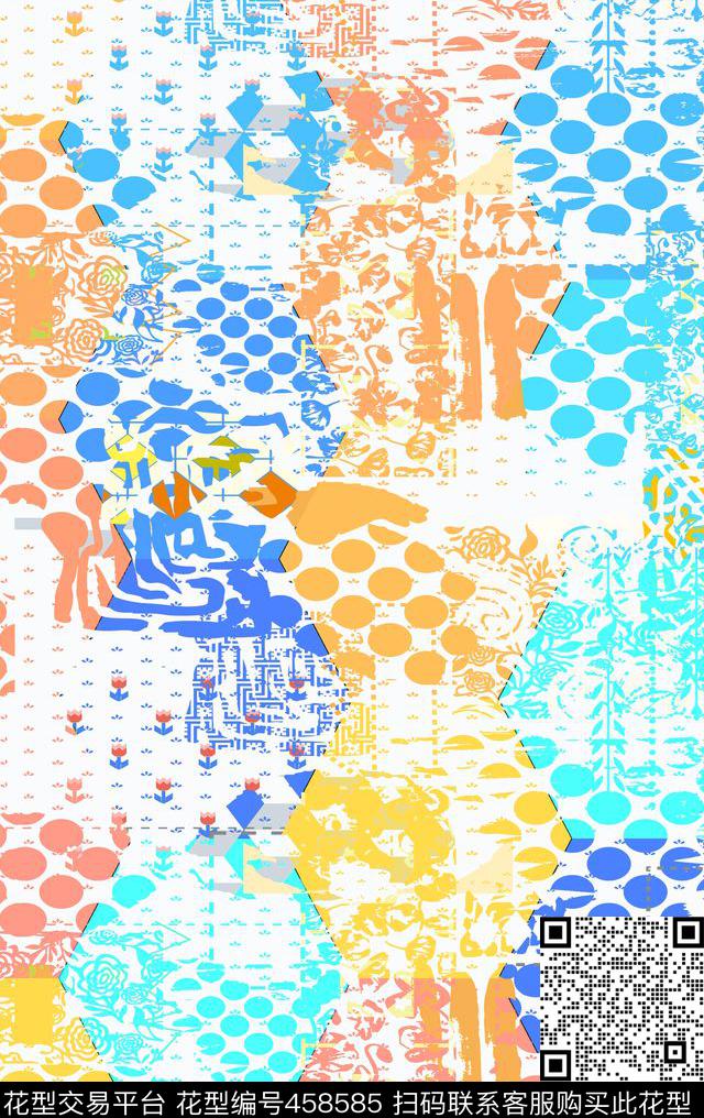 六边形几何风景景观传统印花华亿平台下载（图片编号: 458585） - 瓦栏（Walan）