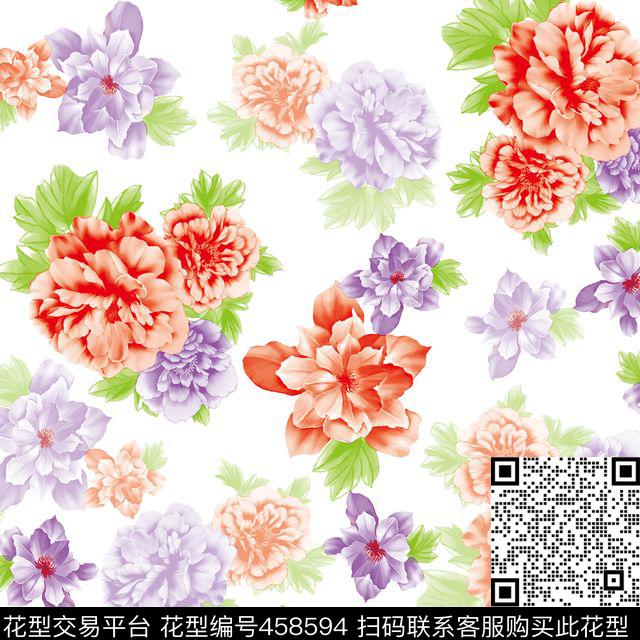 潮流花卉民族风数码印花华亿平台下载（图片编号: 458594） - 瓦栏（Walan）
