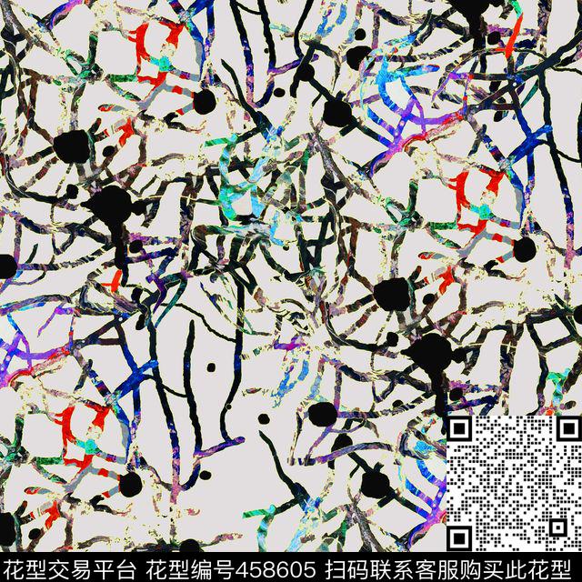 潮流衬衫华亿平台抽象数码印花华亿平台下载（图片编号: 458605） - 瓦栏（Walan）