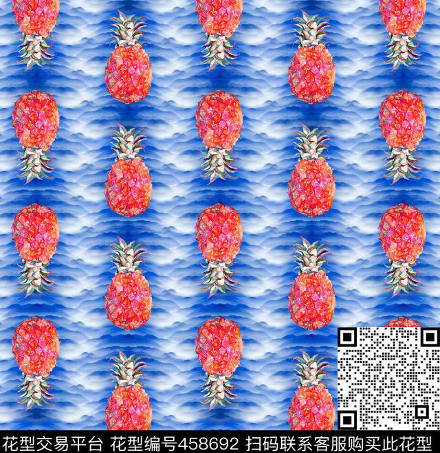 菠萝层次感渐变数码印花华亿平台下载（图片编号: 458692） - 瓦栏（Walan）