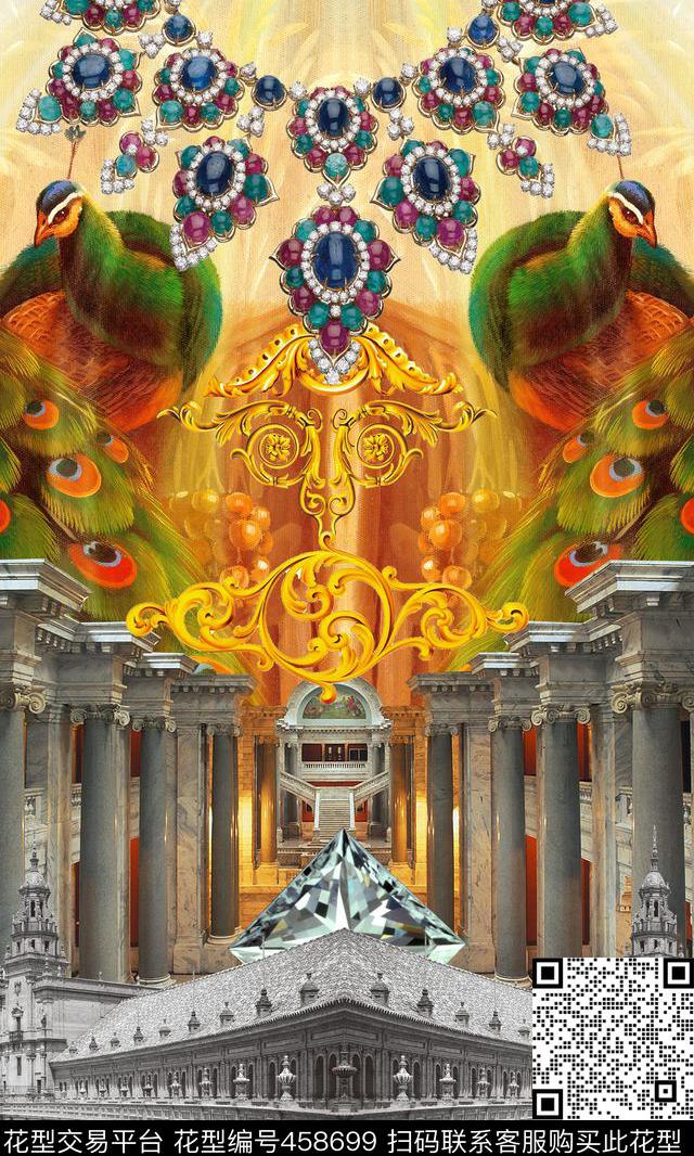 定位动物对称建筑数码印花华亿平台下载（图片编号: 458699） - 瓦栏（Walan）