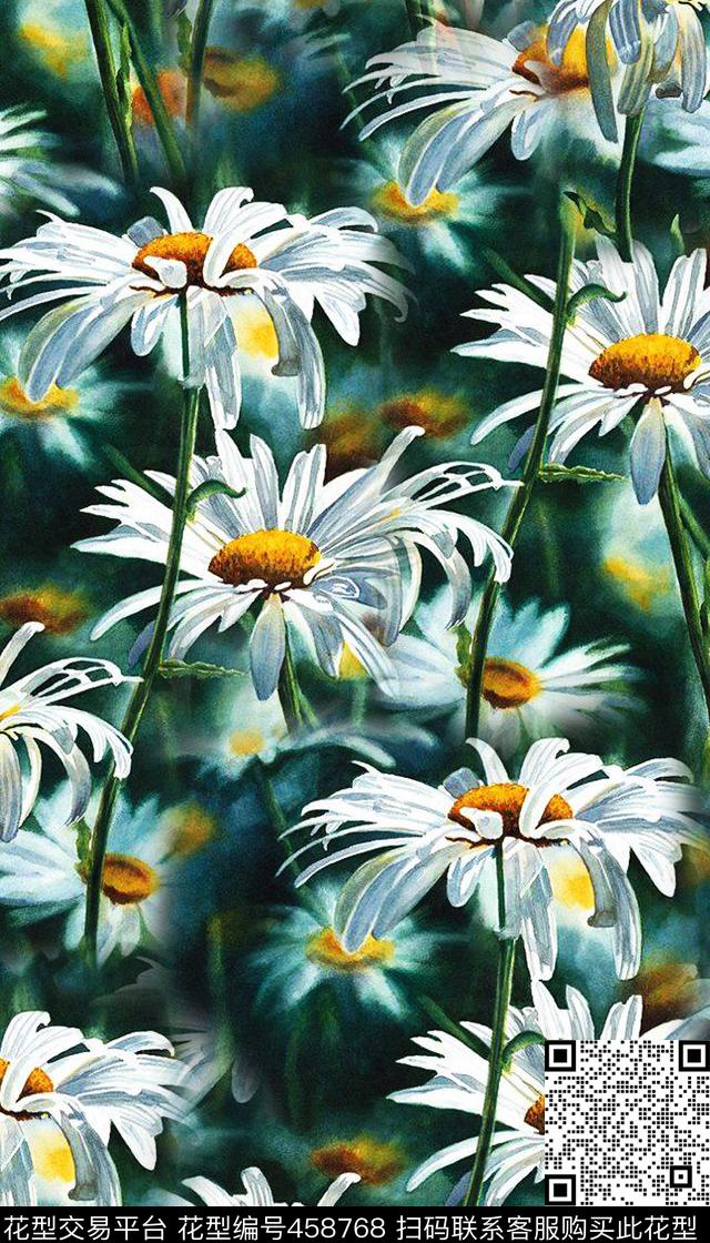 时尚冬日花卉景色水彩数码印花华亿平台下载（图片编号: 458768） - 瓦栏（Walan）