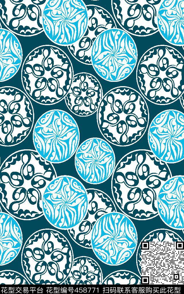 抽象复古新潮传统印花华亿平台下载（图片编号: 458771） - 瓦栏（Walan）