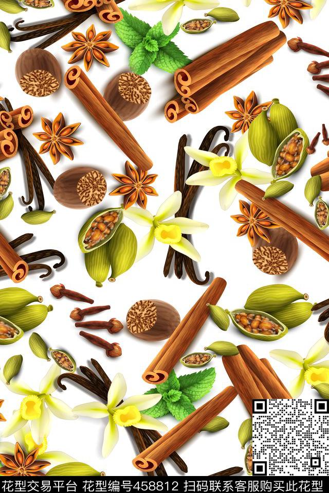 手绘香料丝带传统印花华亿平台下载（图片编号: 458812） - 瓦栏（Walan）