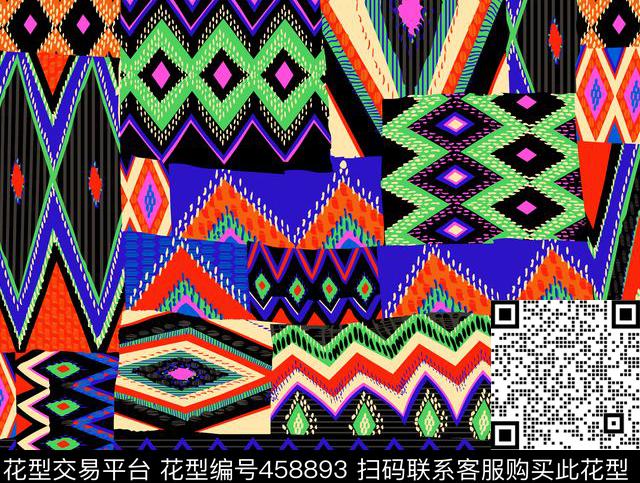 几何丝巾服装传统印花华亿平台下载（图片编号: 458893） - 瓦栏（Walan）