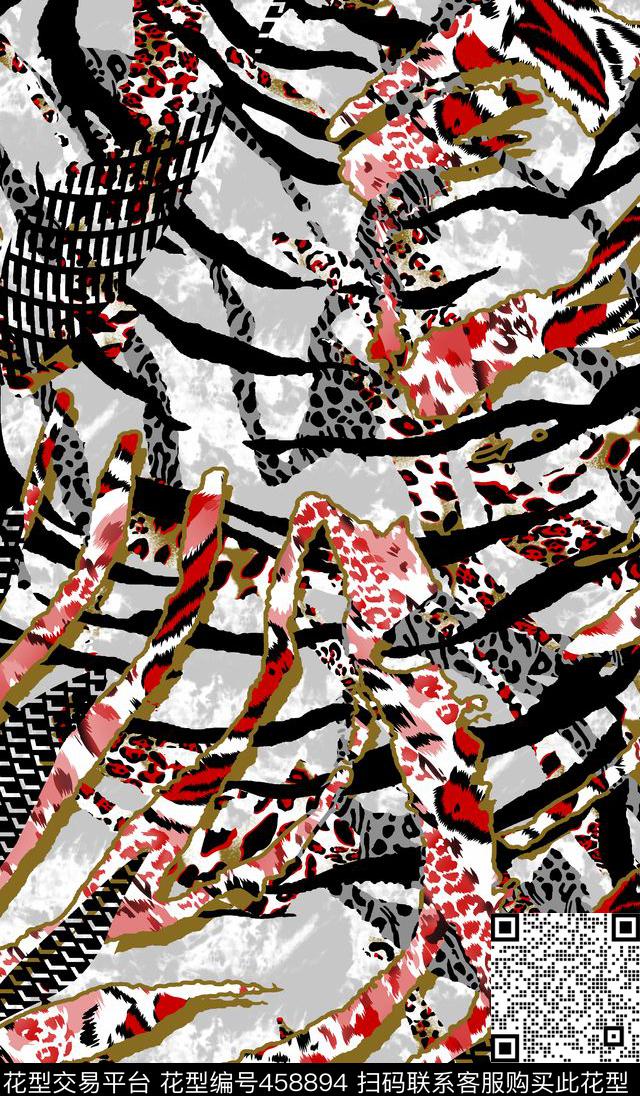 豹纹层次斑马纹传统印花华亿平台下载（图片编号: 458894） - 瓦栏（Walan）