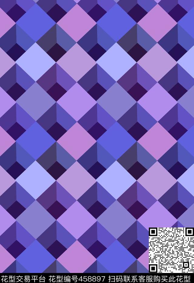 几何方块立体传统印花华亿平台下载（图片编号: 458897） - 瓦栏（Walan）