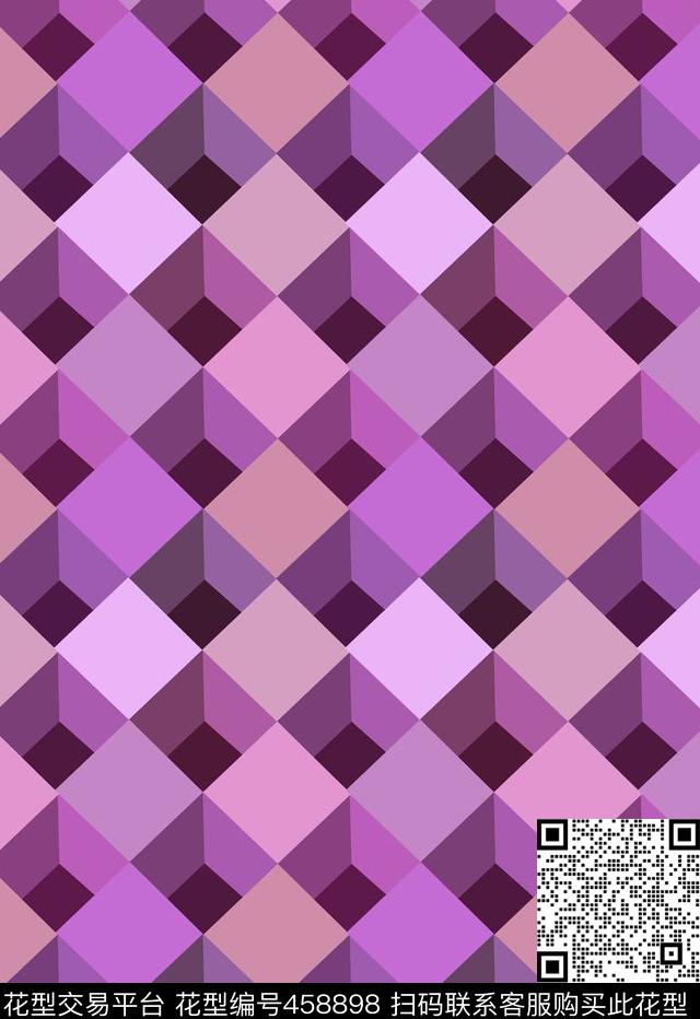 几何方块立体传统印花华亿平台下载（图片编号: 458898） - 瓦栏（Walan）