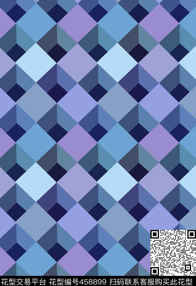 几何方块立体传统印花华亿平台下载（图片编号: 458899） - 瓦栏（Walan）