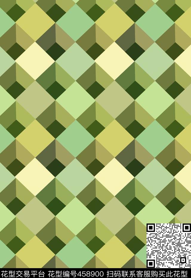 几何方块立体传统印花华亿平台下载（图片编号: 458900） - 瓦栏（Walan）