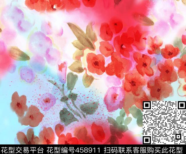 现代花卉花设计面料服装数码印花华亿平台下载（图片编号: 458911） - 瓦栏（Walan）