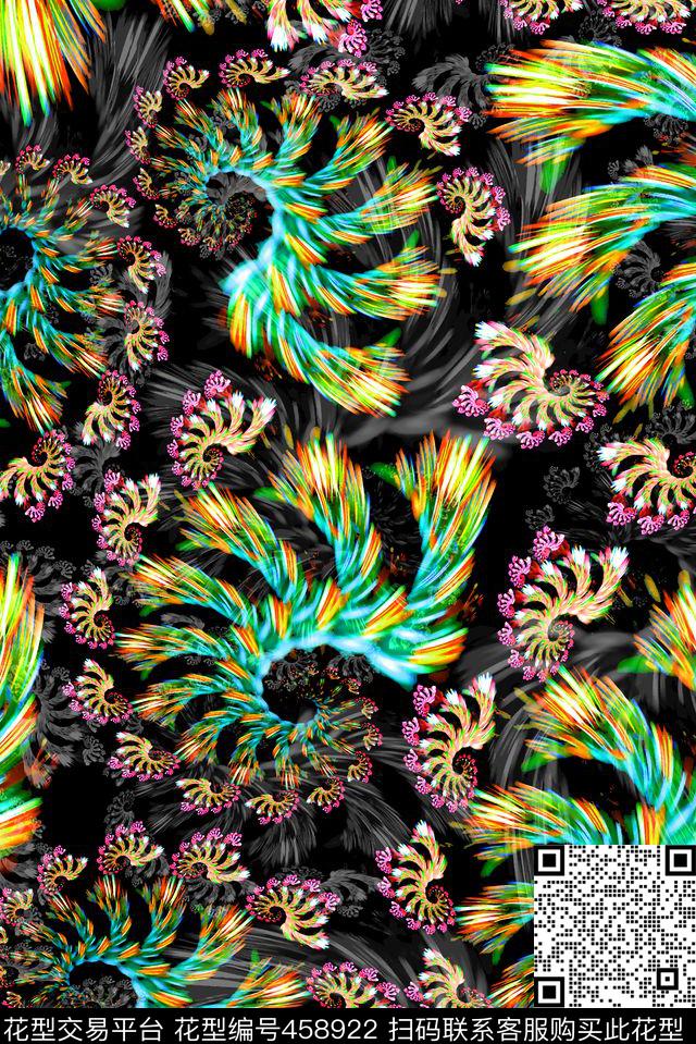 炫彩抽象花纹数码印花华亿平台下载（图片编号: 458922） - 瓦栏（Walan）