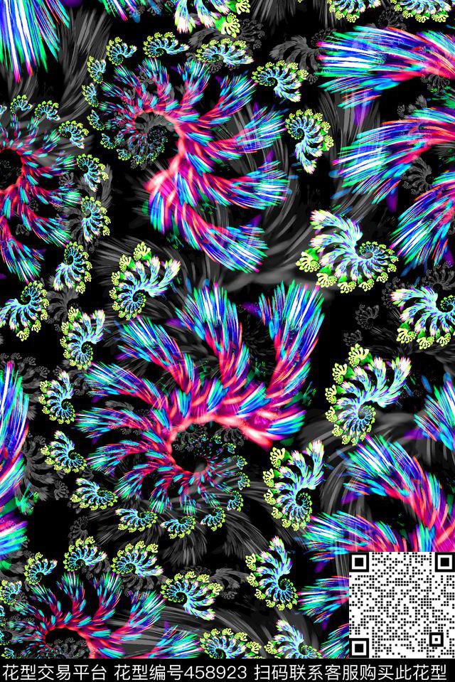 炫彩抽象花纹数码印花华亿平台下载（图片编号: 458923） - 瓦栏（Walan）
