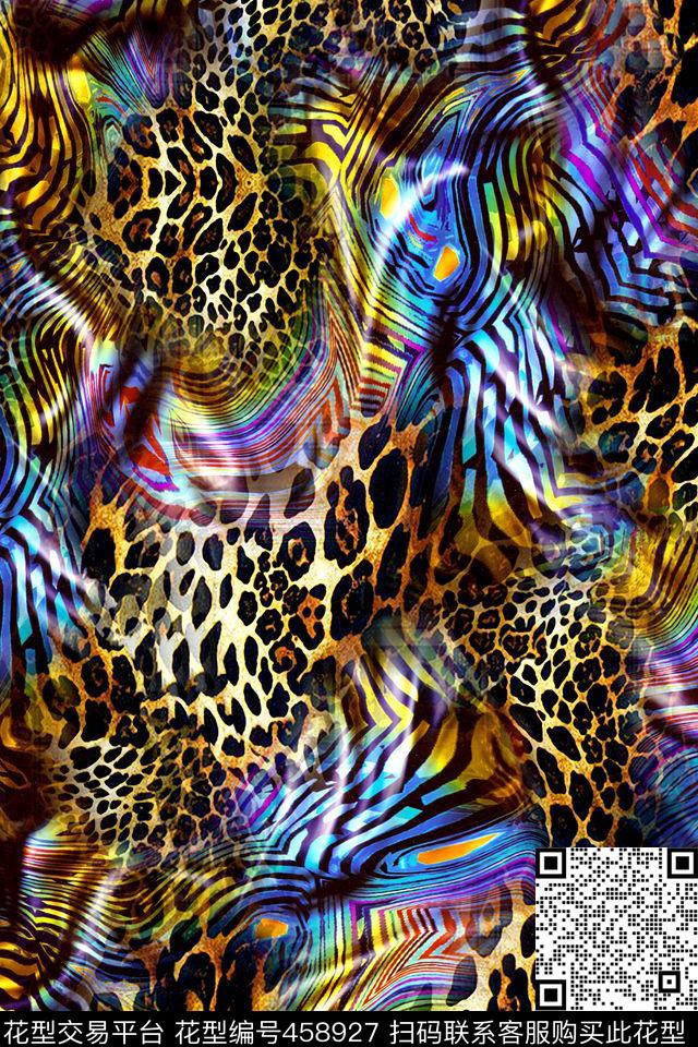 时尚几何格子豹纹数码印花华亿平台下载（图片编号: 458927） - 瓦栏（Walan）