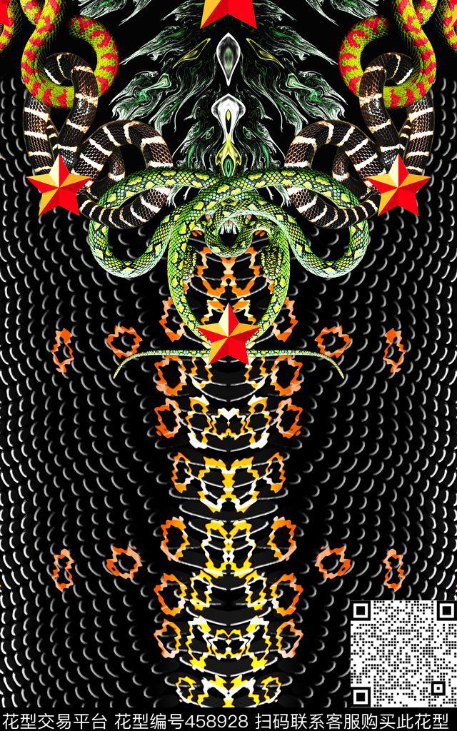 时尚蛇蛇纹数码印花华亿平台下载（图片编号: 458928） - 瓦栏（Walan）