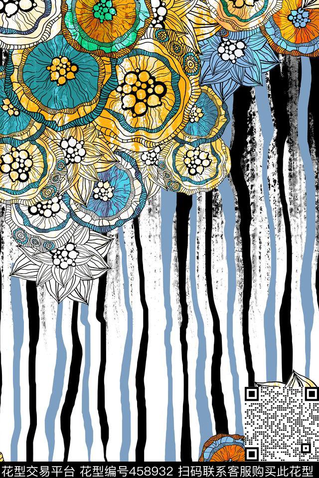 定位水彩底纹定位花传统印花华亿平台下载（图片编号: 458932） - 瓦栏（Walan）