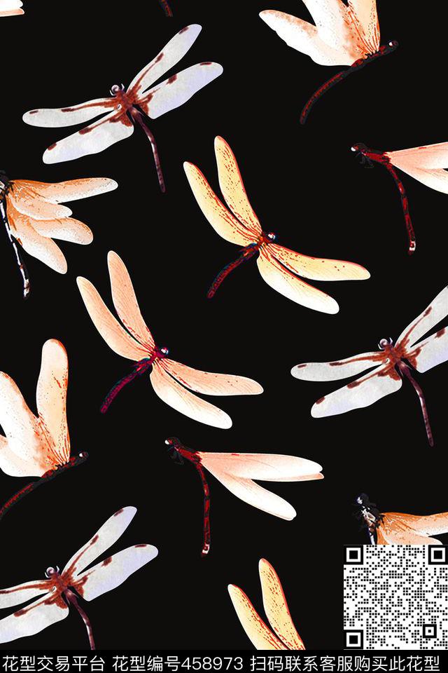 动物蜻蜓四方连续数码印花华亿平台下载（图片编号: 458973） - 瓦栏（Walan）