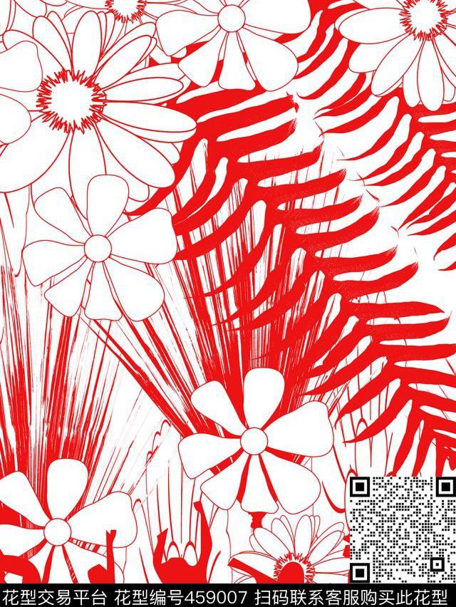 简约花卉树叶传统印花华亿平台下载（图片编号: 459007） - 瓦栏（Walan）