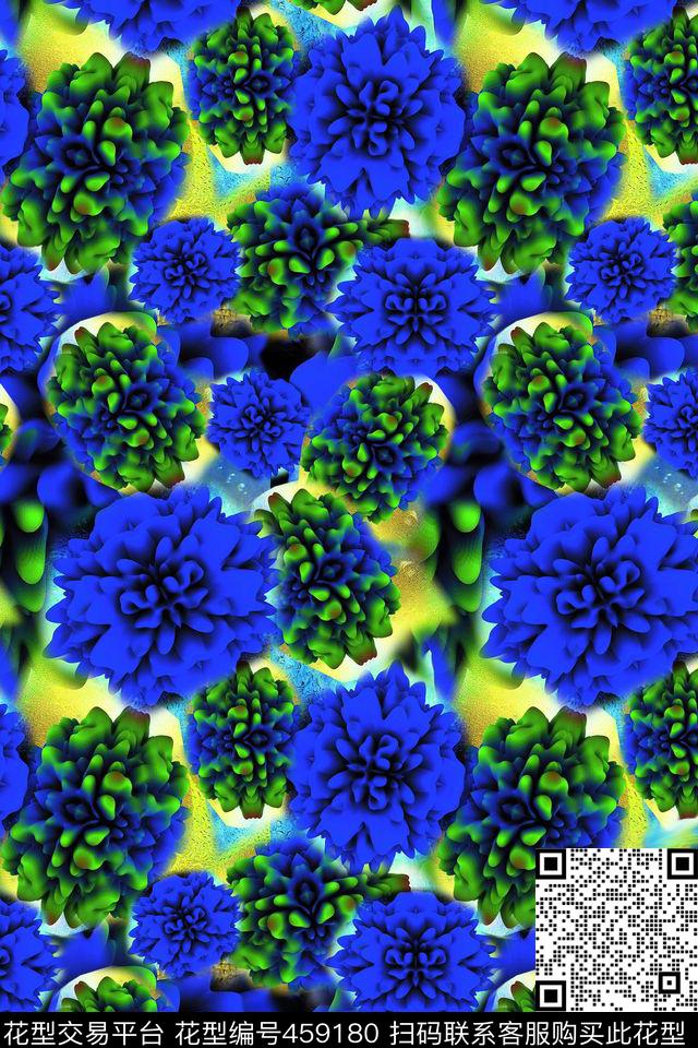 花卉插花四方连续数码印花华亿平台下载（图片编号: 459180） - 瓦栏（Walan）