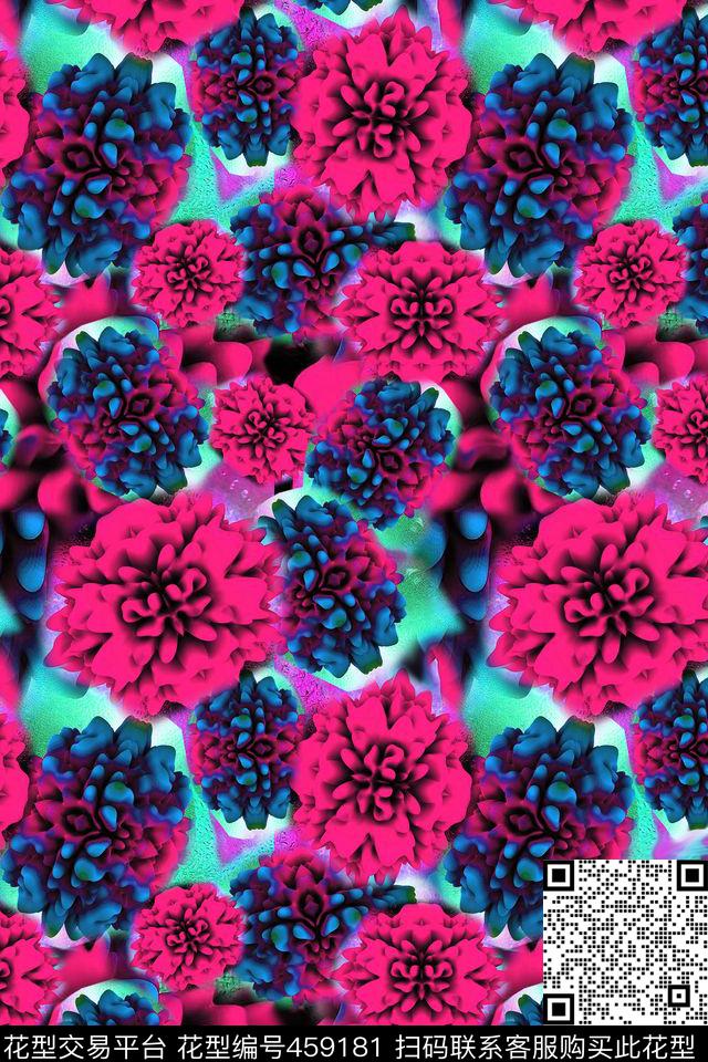 花卉插花四方连续数码印花华亿平台下载（图片编号: 459181） - 瓦栏（Walan）