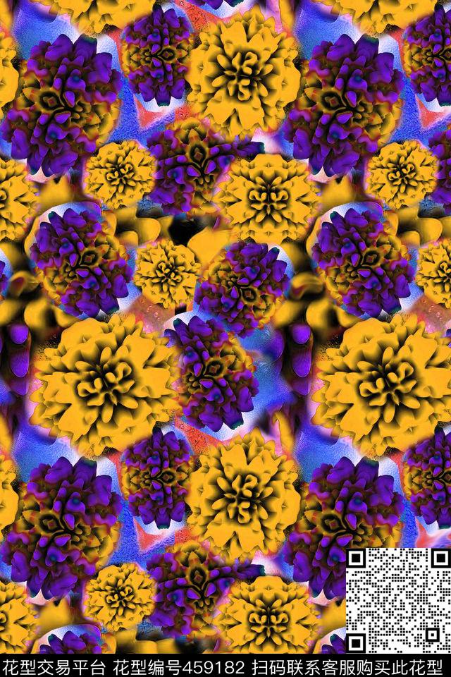 花卉插花四方连续数码印花华亿平台下载（图片编号: 459182） - 瓦栏（Walan）