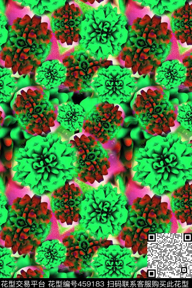 花卉插花四方连续数码印花华亿平台下载（图片编号: 459183） - 瓦栏（Walan）