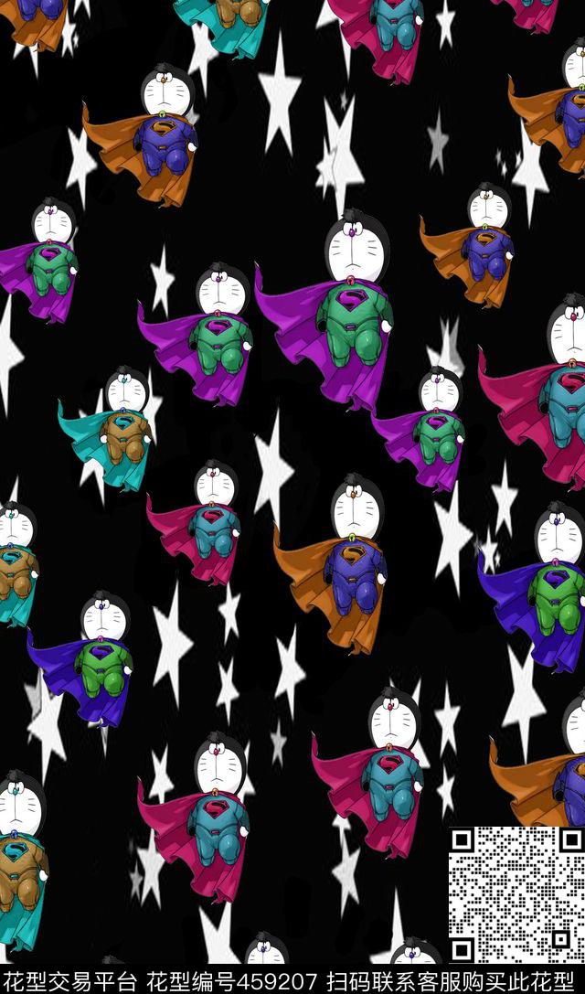 超人多啦爱梦星空数码印花华亿平台下载（图片编号: 459207） - 瓦栏（Walan）