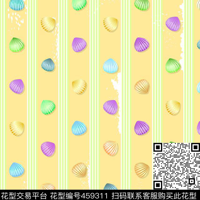 贝壳海浪清新传统印花华亿平台下载（图片编号: 459311） - 瓦栏（Walan）