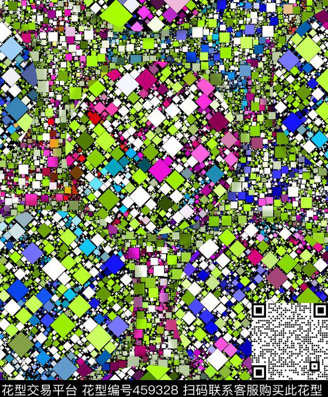 几何圆点方格数码印花华亿平台下载（图片编号: 459328） - 瓦栏（Walan）