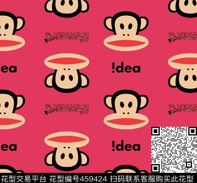 大嘴猴卡通流行时尚传统印花华亿平台下载（图片编号: 459424） - 瓦栏（Walan）