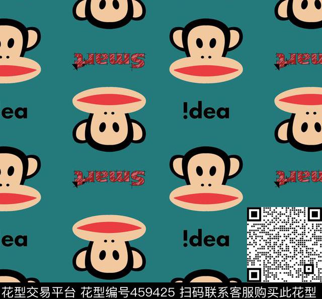 卡通大嘴猴字母传统印花华亿平台下载（图片编号: 459425） - 瓦栏（Walan）