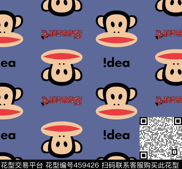 卡通大嘴猴字母传统印花华亿平台下载（图片编号: 459426） - 瓦栏（Walan）