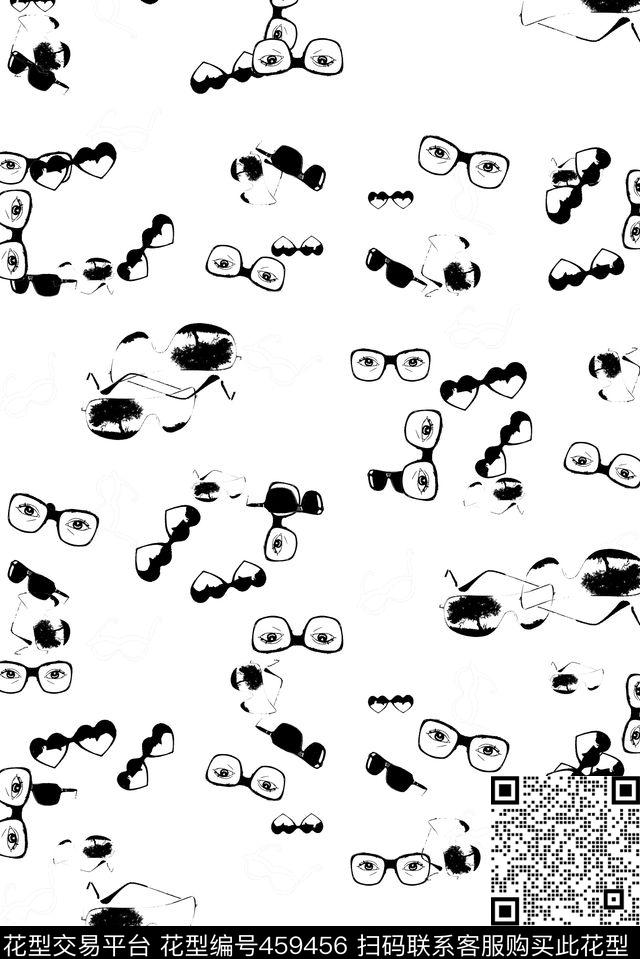 眼镜变形装饰画图案传统印花华亿平台下载（图片编号: 459456） - 瓦栏（Walan）