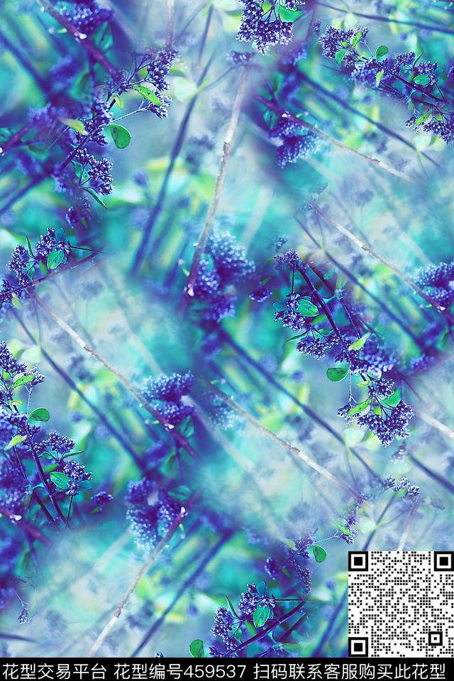 花卉朦胧植物数码印花华亿平台下载（图片编号: 459537） - 瓦栏（Walan）