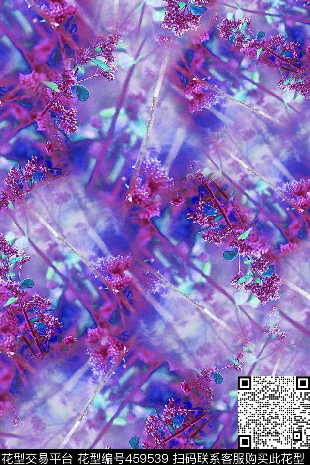 花卉朦胧植物数码印花华亿平台下载（图片编号: 459539） - 瓦栏（Walan）