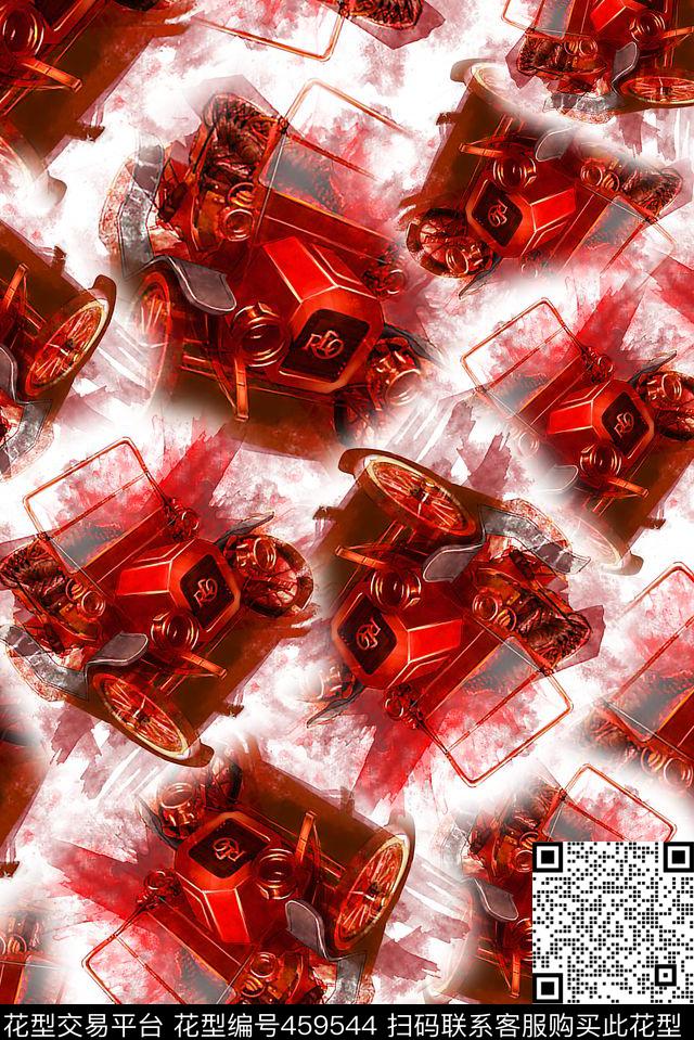 插画手绘汽车数码印花华亿平台下载（图片编号: 459544） - 瓦栏（Walan）