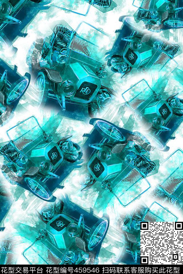 插画手绘汽车数码印花华亿平台下载（图片编号: 459546） - 瓦栏（Walan）