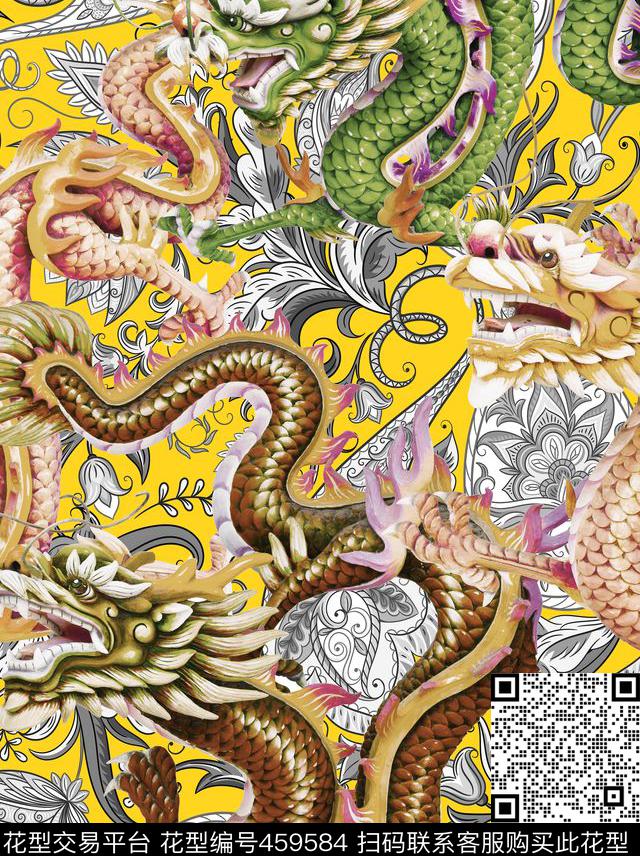 2016中国风数码印花3D男装神龙数码印花华亿平台下载（图片编号: 459584） - 瓦栏（Walan）