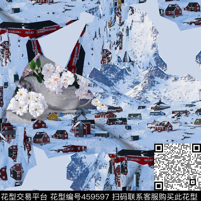 冰山花朵夹克华亿平台数码印花华亿平台下载（图片编号: 459597） - 瓦栏（Walan）