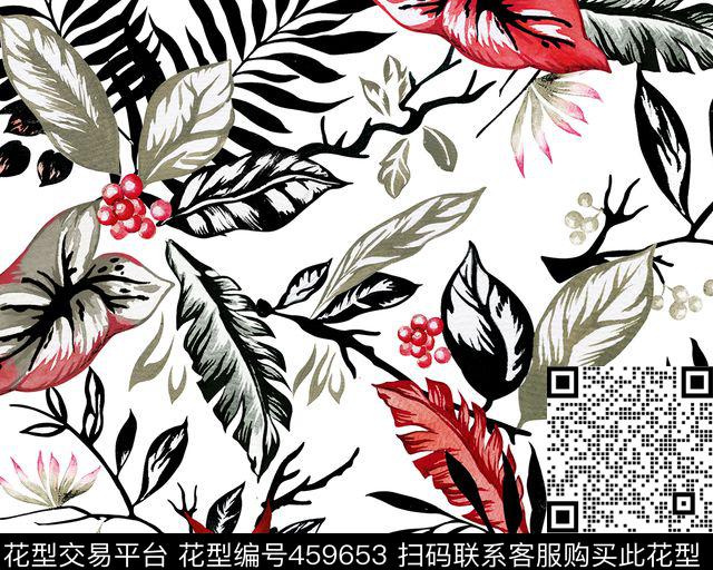 树叶传统华亿平台绿植树叶数码印花华亿平台下载（图片编号: 459653） - 瓦栏（Walan）
