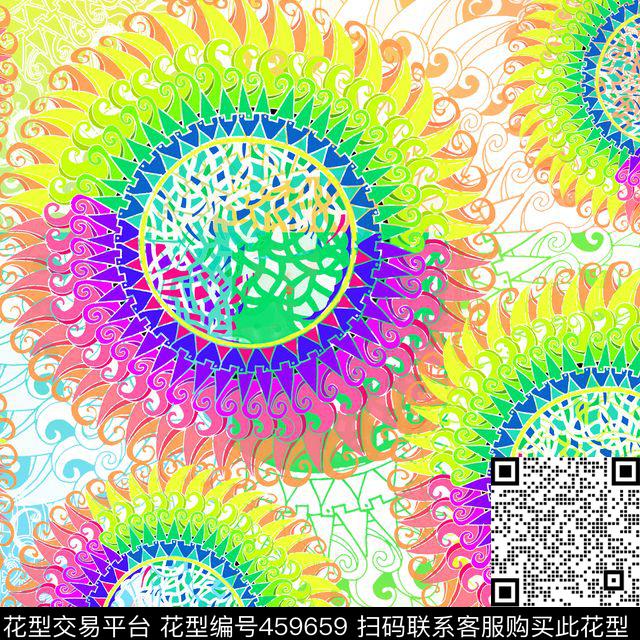 抽象炫彩圆纹理传统印花华亿平台下载（图片编号: 459659） - 瓦栏（Walan）