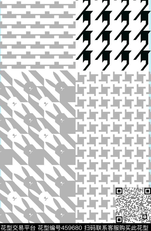 清新格子千鸟格传统印花华亿平台下载（图片编号: 459680） - 瓦栏（Walan）