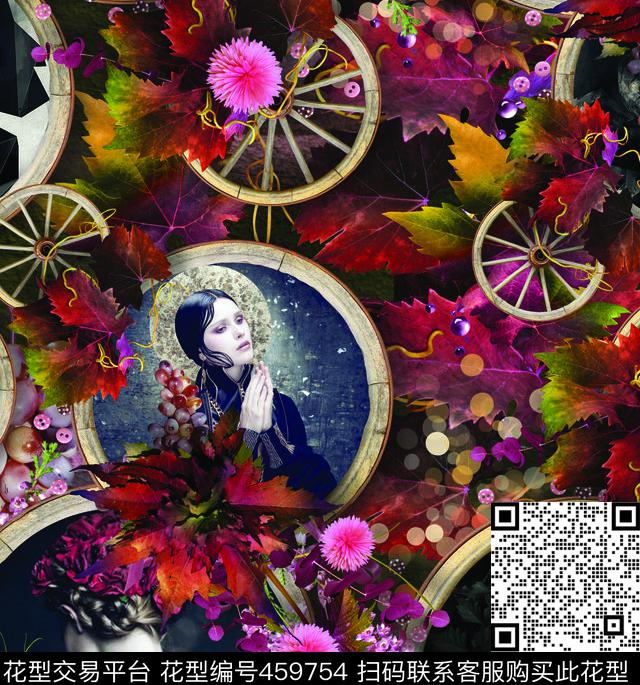 光美女花圈数码印花华亿平台下载（图片编号: 459754） - 瓦栏（Walan）