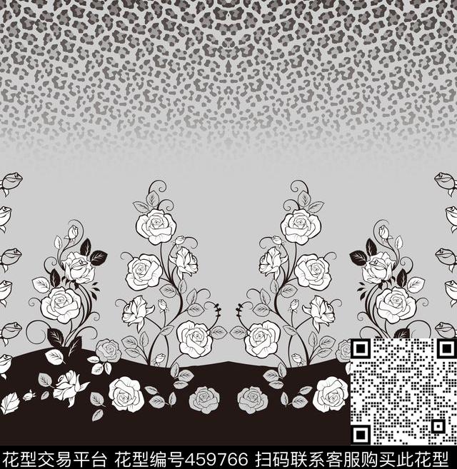 豹纹玫瑰拼接传统印花华亿平台下载（图片编号: 459766） - 瓦栏（Walan）