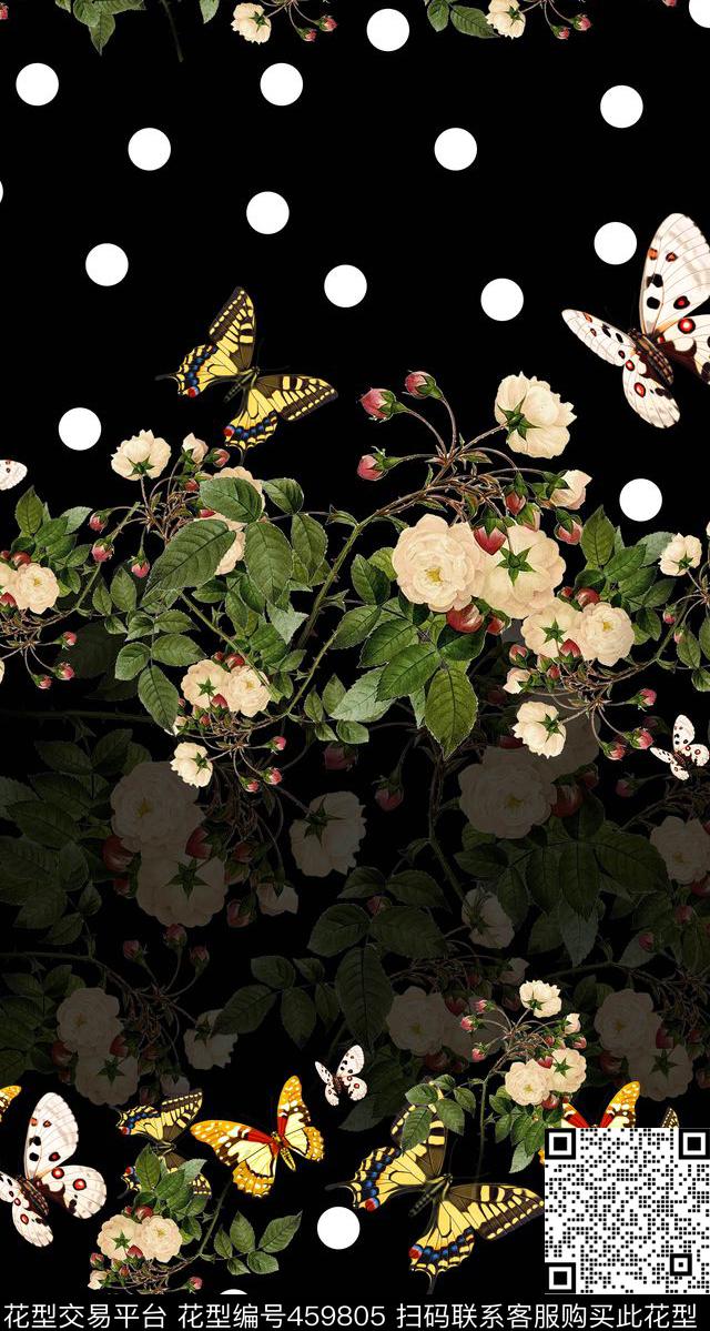 花卉蝴蝶波点时尚创意花卉蝴蝶波点服装丝巾时尚创意花卉蝴蝶波点服装丝巾.数码印花华亿平台下载（图片编号: 459805） - 瓦栏（Walan）