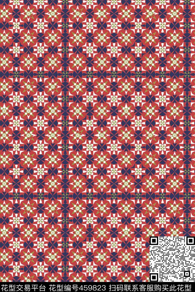 民族风几何色块伊斯兰风格传统印花华亿平台下载（图片编号: 459823） - 瓦栏（Walan）
