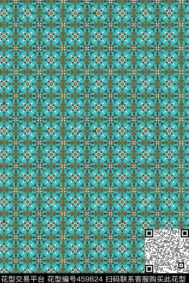 民族风几何色块伊斯兰风格传统印花华亿平台下载（图片编号: 459824） - 瓦栏（Walan）