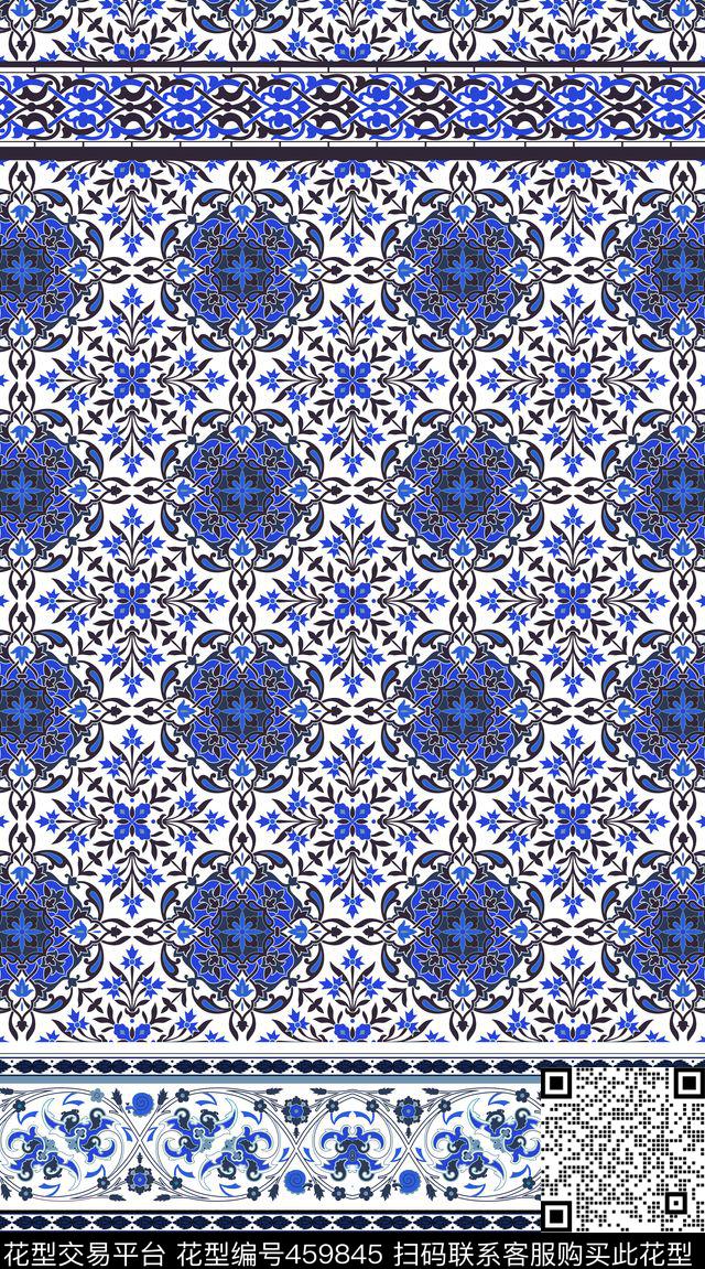 民族风欧式青花瓷土耳其风格传统印花华亿平台下载（图片编号: 459845） - 瓦栏（Walan）